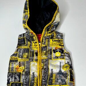 Kids Apple Bottoms Yellow Trim Graphic Hooded Puffer Vest